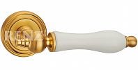 Дверная ручка RENZ мод. Мишель (мат. латунь с белой керамикой) DH 615-16 SG/WH