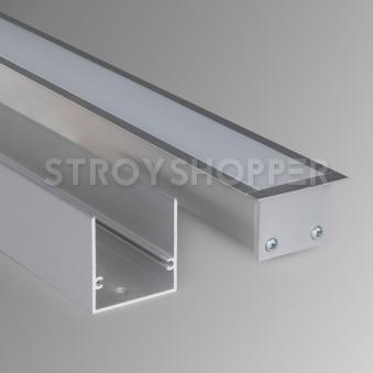 Линейный светодиодный встраиваемый светильник 78см 15Вт 3000К матовое серебро 100-300-78